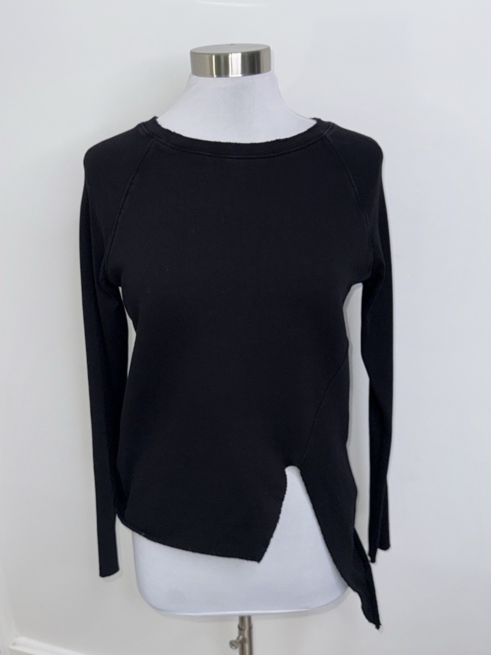 Frank & Eileen Tee Lab Asymmetric Cotton Sweatshirt Women’s Size S Black